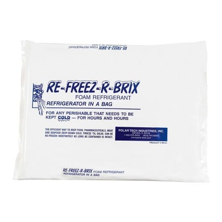The Packaging Wholesalers Re-Freez-R-Brix Cold Bricks, 64 Oz., 11-1/4"L x 9-1/4"W x 1"H, White/Blue, 12/Pack RB64